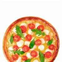 White Pizza · Olive oil base with fresh basil, fresh garlic, mozzarella and ricotta dollops.
