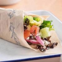 Aplos Greek Wrap · Marinated tomato, cucumber, bell pepper, and red onion in red wine vinaigrette.  With olives...