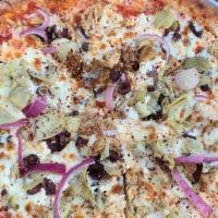 Roasted Chicken · Pulled Chicken Shawarma Meat, Red Onions, Kalamata Olives, Artichokes, Feta Cheese and House...