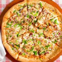 Bar-B-Que Chicken Pizza · A Layer of Tangy BBQ Sauce Topped with Marinated Roasted Chicken Breast, Green Bell Peppers,...