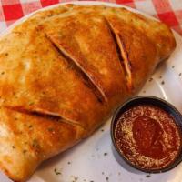 Southern Baja Calzone (Large) · Hickory Smoked BBQ Sauce Topped with Grilled Chicken, Red onions, Jalapenos, Mozzarella and ...