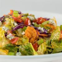 Fried Chicken Salad (Full Portion) · Mixed greens, carrots, cabbage, Monterey Jack and cheddar, tomatoes, red onions, and crouton...