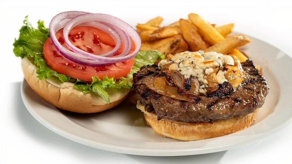 Bleu Cheese & Grilled Onion Burger · Melted bleu cheese and grilled onions. .