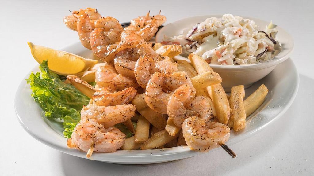 Shrimp Platter  · Grilled, Fried or a combination of both types of shrimp.  Served with coleslaw, choice of sides, and cocktail or tartar sauce.. Calories calculated with seasoned fries.  Please see nutritional info on our website for alternative sides..