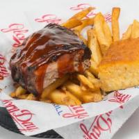 Bbq Ribs (Half Order) · Baby back pork ribs with choice of sauce, cornbread, and choice of sides.. Calories calculat...