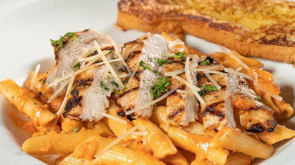 Grilled Chicken Pasta (Full Portion) · Grilled chicken tossed with penne pasta in a choice of sauce: (where available) Garlic Cream, Marinara, Creamy Rosé. .