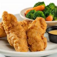 Crispy Chicken Tenders (3 Pieces) · Three fried chicken tenders served with a side. Calories calculated based  on a side of seas...