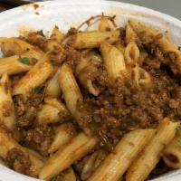 Kid'S Pasta Bolognese · Penned pasta with homemade tomato meat sauce.