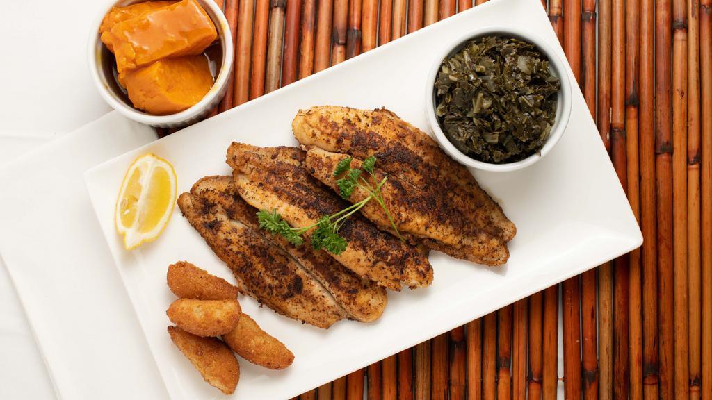 Blackened White Fish · Grilled white fish fillets served with our homemade tartar sauce