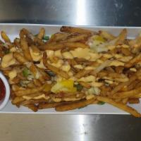 Drunk And Loaded Fries · Crispy fries smothered in beer cheese. Select cheese fries: drizzled in beer cheese and topp...