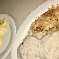 Biscuits & Gravy · Served with homefries or hashbrowns.