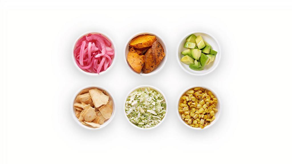 Build Your Own Warm Bowl · Choice of 1 warm base, 3 warm sides or veggies + 1 protein