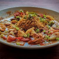 Jambalaya · Chicken, shrimp, and andouille sausage sauteed with onions, peppers, and cajun spices. Serve...