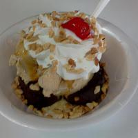 Life Of The Party Sundae · We start with two warm brownies, add Coffee ice cream, caramel topping, whipped cream, nuts ...