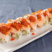 Fema Roll · Fresh salmon, snow crab, asparagus, and avocado. Wrapped with soy bean paper, smelt roe, and...