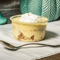 Banana Pudding Bowl-Small · Our signature banana pudding, fresh banana chunks and topped with whip crème and wafer crumb...