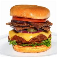 Kitchen Burger · Vegan. Daily baked burger patty, sliced seitan doner kebab, vegan Cheddar cheese, tomatoes, ...