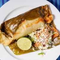 Tamales Chapines · Bone-in chicken and bone-in pork.