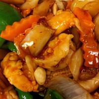 Kung Pao Shrimp · Served with choice of rice. Hot and spicy.