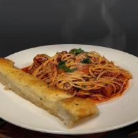 Spaghetti & Red Sauce · Spaghetti Served with Our Special Homemade Marinara Sauce. (with Meatballs Add $2.00, with M...