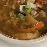 Hot And Sour Soup* · Spicy hot. Spicy combination of pork, black mushrooms, tofu and egg