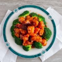 Small Hunan Chicken 湖南鸡（小） · With white rice.broccoli carrots bell pepper snow peas chinese cabbage spicy black beans sau...