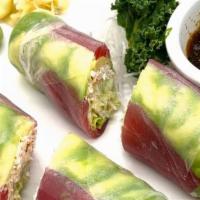 Tuna Fresh · Blue Fine Tuna ,Crab Salad,Avacado , Cucumber , And Lettuce ,Ponzu Sauce