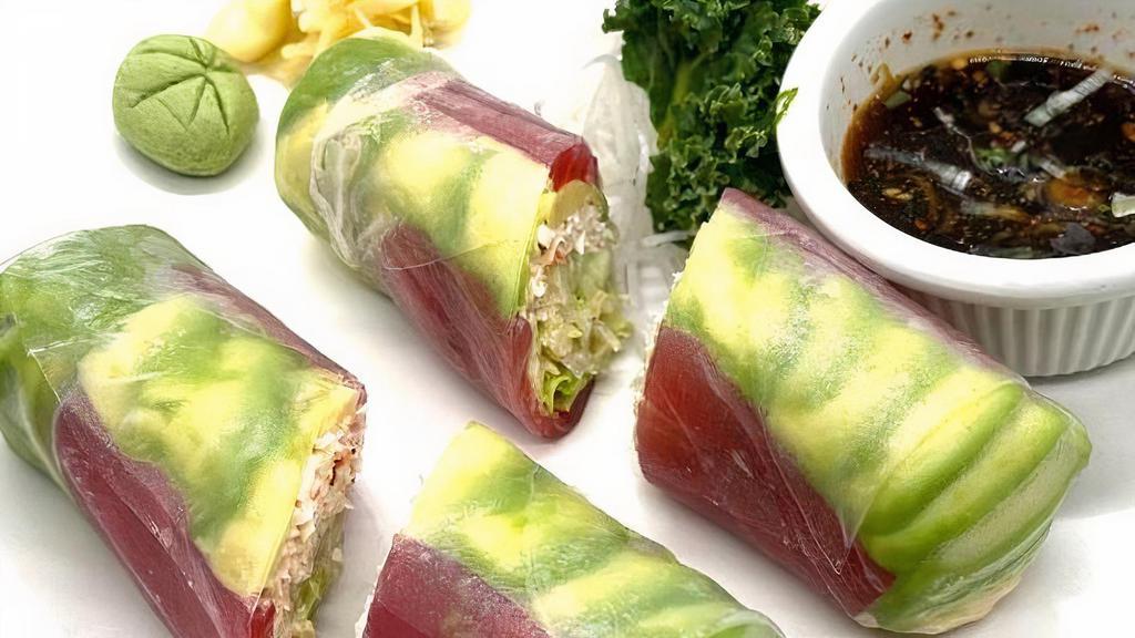 Tuna Fresh · Blue Fine Tuna ,Crab Salad,Avacado , Cucumber , And Lettuce ,Ponzu Sauce