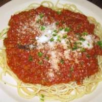 Pasta With Homemade Meat Sauce · Pasta tossed in our homemade meat sauce