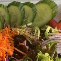 Parkside Salad · mixed greens, cucumber, cherry tomato, red cabbage red onion, carrots