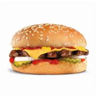 Big Cheeseburger · Charbroiled all-beef patty, mustard, ketchup, pickles, onion and melted American cheese, on ...
