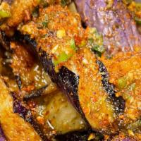 Street Eggplant · Chinese street food eggplant with garlic, scallion, chili peppers and spices. 燒烤茄子