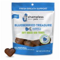 Shameless Pets - Blueberried Treasures · 6oz bag
Soft Baked Dog Dental Treats
Blueberry & Mint flavor
Made in the USA
Upcycled ingred...