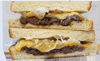 Patty Melt · House-Made Burger Patty, Gruyere, Cheddar, Caramelized Onion, Roasted Garlic & Mayo on Toast...