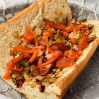 Verrazzano Bridge Veggie Sandwich · Sautéed onions, green bell peppers, celery, roasted red peppers, and roma tomatoes diced up ...