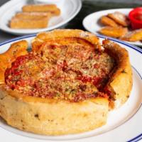 Chicago Style Deep Dish Cheese Pizza (7In) · With one topping. Classic cheese or create your own pizza.
