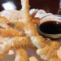 Shrimp Tempura Appetizer · Six pieces of tiger shrimp served with tempura sauce.