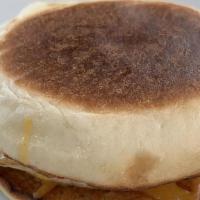 Breakfast Sandwich · portuguese muffin (better than an english muffin) + egg + choice of meat + cheddar cheese