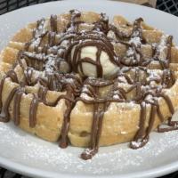 Nutella Waffle · topped with nutella + whipped butter + powdered sugar