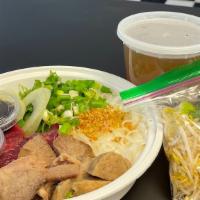 Special Combination Pho · Mild. Rare, well-done, and meatballs beef.

Consuming raw or undercooked meats, poultry, sea...