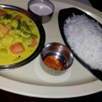 Vegetable Korma · Vegetarian. Garden fresh vegetables cooked with spices and coconut milk.