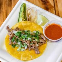 Byo Street Taco · Served with corn tortilla, cilantro, onions, and salsa.
