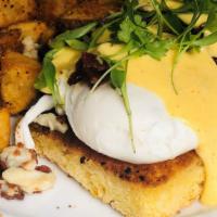 Chesapeake  · Poached Eggs, Bacon, Old Bay, Cheddar Biscuit, Hollandaise