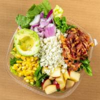 Cobb · Romaine apple, avocado, bacon, crumbled blue cheese, corn, red onion. Suggested dressing: wa...
