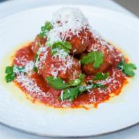 Meatballs · Ground Beef, Italian Seasoning, garlic served with Puccia bread and Nona suace