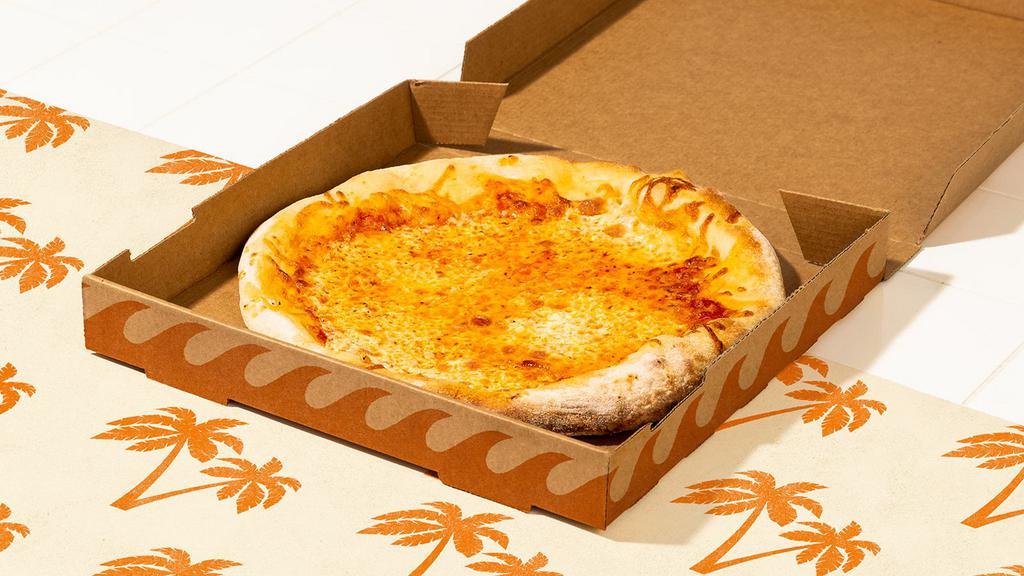 Four Cheese Pizza · White pizza with ricotta, mozzarella, parmesan, and pecorino cheese.