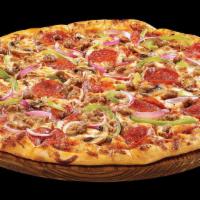 Special (Large) · Pizza sauce, pizza cheese, pepperoni, sausage, meatball, sweet peppers, onions, and mushrooms.