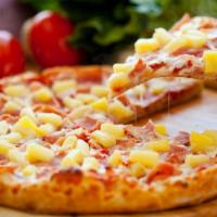 Hawaiian (Large) · Pizza sauce, pizza cheese, ham, and pineapple.