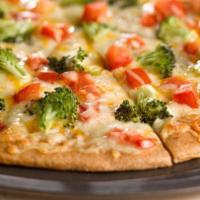 White (Large) · Pizza sauce, pizza cheese, ricotta, broccoli, tomato, and roasted garlic.