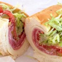 Italian (Large) · Provolone Cheese, lettuce, tomato, raw onions, salami, capicola and ham
